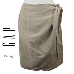 GAP Vintage Linen Tie-Waist Skirt in Taupe